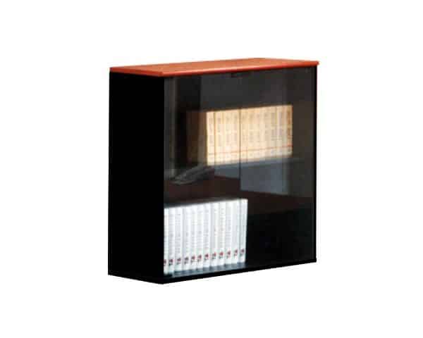 MEUBLE RANGEMENT BAS 2P VITREES BD 8200 800x410x800 CHERRY 501/BLACK