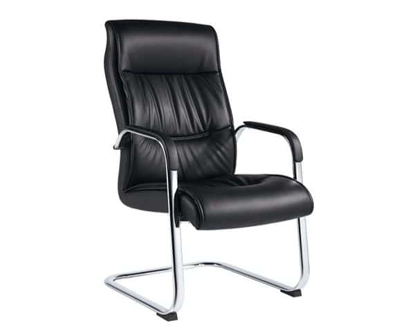 FAUTEUIL VISITEUR PU B-16 NOIR AVEC ACCOUDOIR