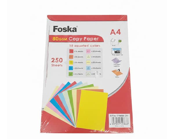 PAPIER A4 COULEUR ASSORTIE 250 FEUILLES CP6080-250