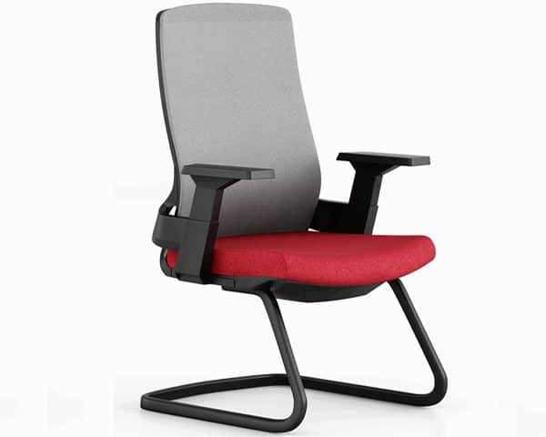FAUTEUIL VISITEUR D1-399CB ROUGE/GRIS