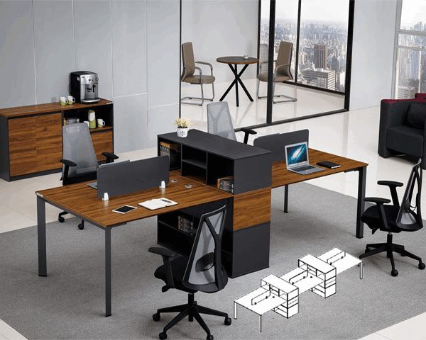 STATION DE TRAVAIL 6 PLACES AS048-2880 4560*1200*1100 BROWN 17+GREY