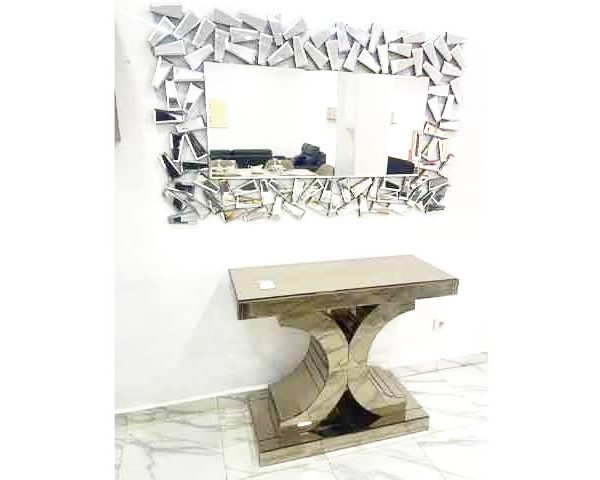 CONSOLE EN VERRE+MIRROIR BETA 120060 GUMUS NOIR 126x85x2