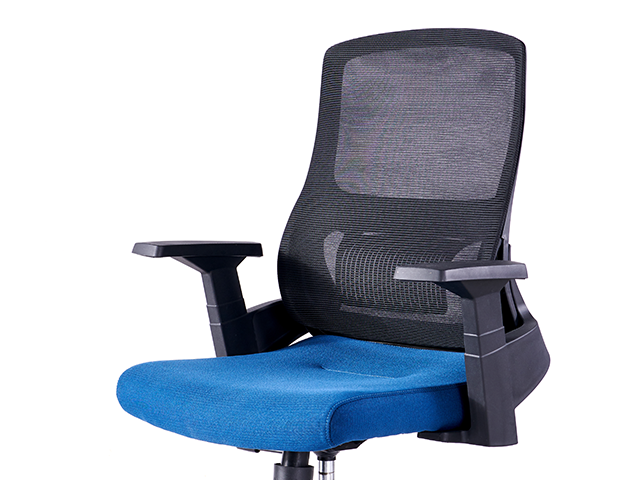 FAUTEUIL SECRETAIRE A MAILLE 398BB BLEU/NOIR