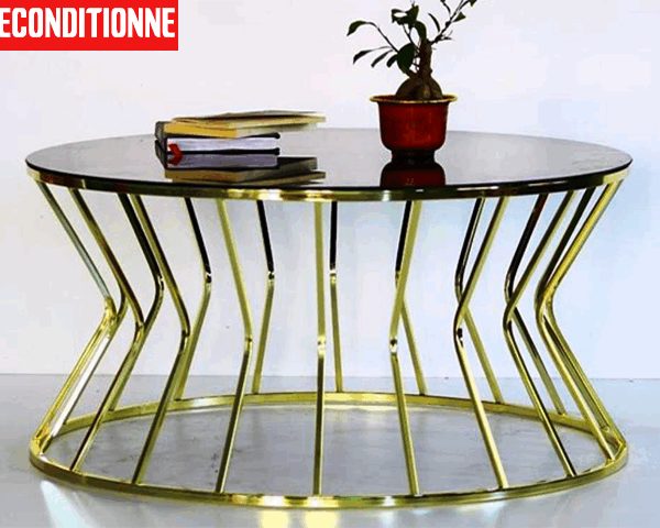 TABLE BASSE SANDY 120005 COULEUR NOIR DOREE 90X45X90 RECONDI