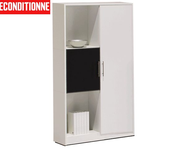 MEUBLE DE RGMT HAUT 1P BOIS SSO 44 100*52*180 PU NOIR/BLAN REC SS BUR