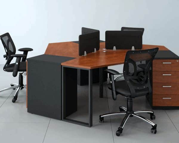 STATION DE TRAVAIL 3 PLACES D0505 2200x1050 CLR BROWN 17+GREY