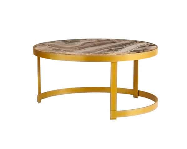 TABLE BASSE EN MARBRE CHLOE 725*725*365 COULEUR DOREE PM