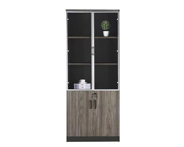 MEUBLE DE RGMT HAUT 2P SEMI VITRE MAB04-0820 800*400*2000 MJ ELM+GREY