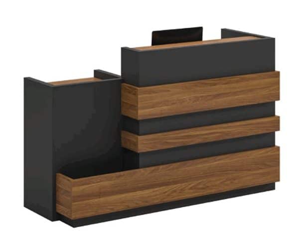 COMPTOIR DE RECEPTION KT-03 1800*650*1100 MELAMINE TP-904 MARRON+GRE