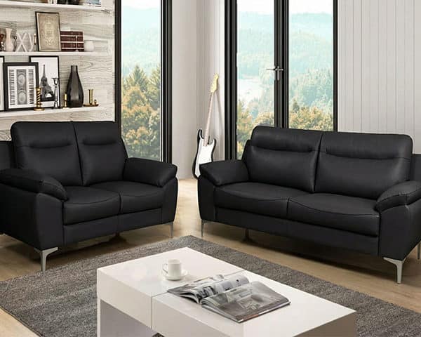 SALON CUIR 6 PLACES SX-9088 COULEUR DIEZ 511 NOIRE