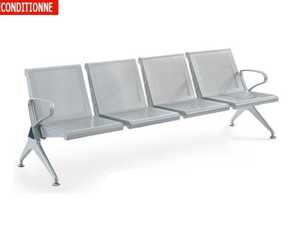 BANQUETTE 4 PLACES METAL M204 NO801-4-12 GRISE 236X9X10 RECOND