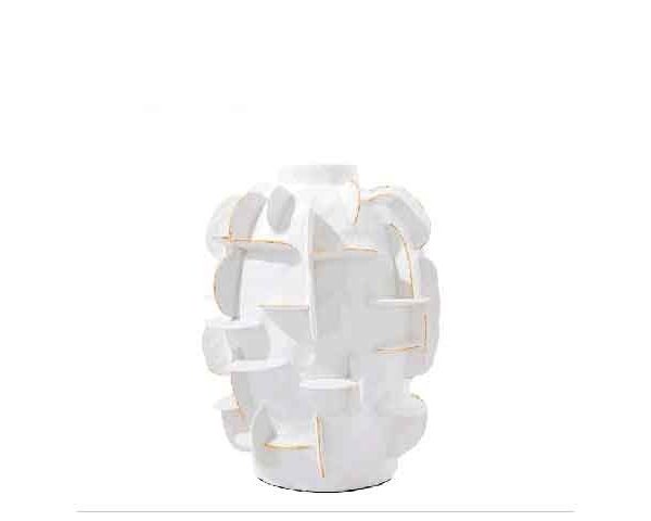 VASE DE DECORATION REF NHTC2464-2-W COULEUR BLANC