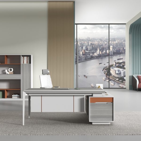 BUREAU DIRECTION MGA01-1616 (L/R) 1600*1600*750 CLR MARRON P23+Whi