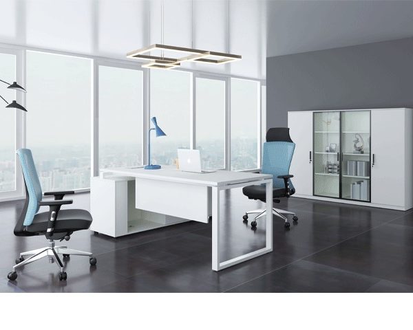 BUREAU DIRECTION DG05-D0318KW (L/R) 1800*1600x750 COULEUR DB01 BLANC
