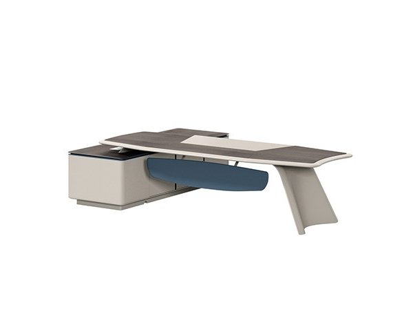 BUREAU DIRECTION ESS-01D24-1 (L) 2400*1900x760 COLR WALNUT BEIGE+BLUE