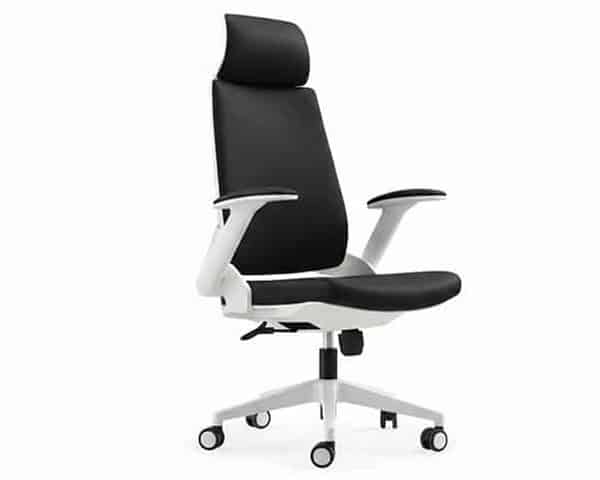 FAUTEUIL DOSSIER HAUT EN PU 685AW-F NOIR/BLANC