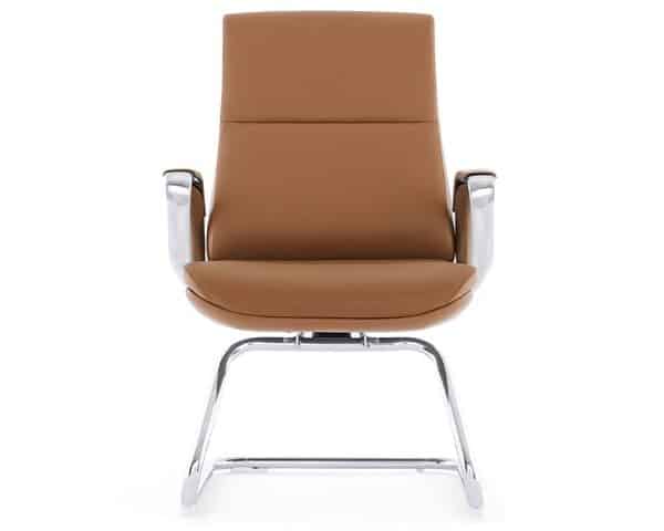 FAUTEUIL VISITEUR PU YS1812C GX005 ORANGE+YS019 MARRON FONCE 77*64*38