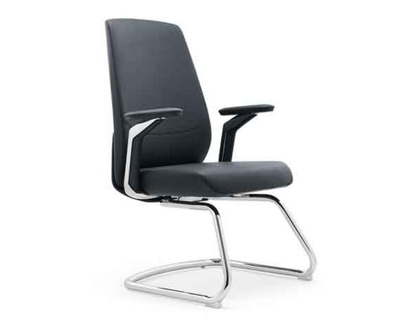 FAUTEUIL VISITEUR PU GW-1802C GX005 ORANGE+YS019 MARRON 625*625*1025