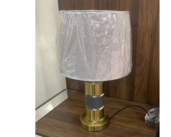 LAMPE DE CHEVET REF T550 146*28 CLR BEIGE/GRIS/DOREE