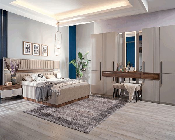 CHAMBRE A COUCHER 180X200 COMPLETE SAVANORA PORTES BATTANTES