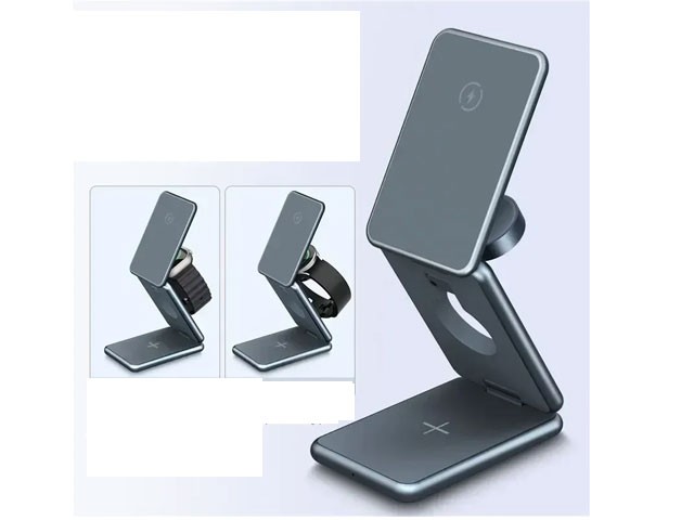 CHARGEUR SUPPORT TELEPHONE PLIABLE SANS FIL 3 EN 1 MAGNETIC