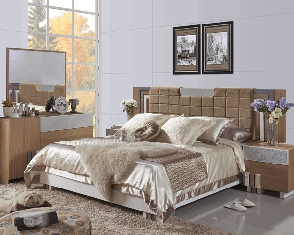 CHAMBRE A COUCHER 180X200 COMPLETE 1096 PORTES BATTANTES RED OAK 8026