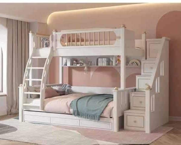 CHAMBRE A COUCHER ENFANT REF 1068 SUPERPOSEE 190X50X11,5 BLANC /DOREE