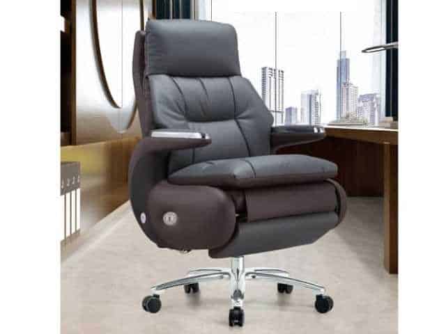 FAUTEUIL PRESIDENT ELECTRIC MASSAGE CUIR A022 MARRON CLAIR-2510