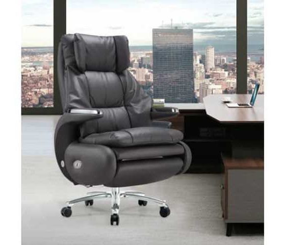 FAUTEUIL PRESIDENT ELECTRIC MASSAGE CUIR A026 GRIS FONCE-2506
