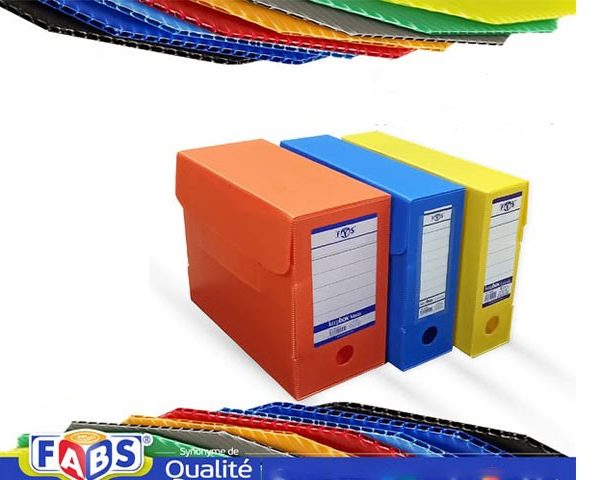 BOITE ARCHIVE EN PLASTIQUE DOS 150 FABS COULEURS ASSORTIES