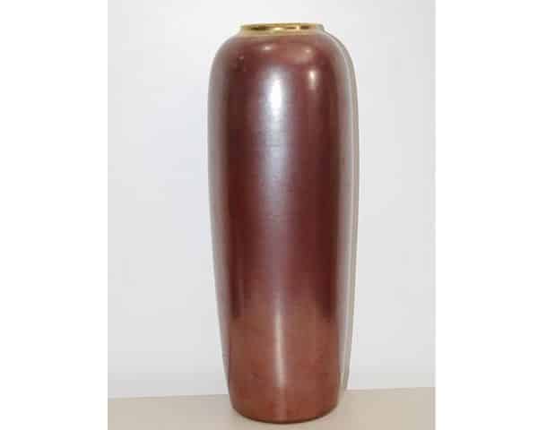 VASE DE DECORATION REF 513 15X15XH40 COULEUR MARRON DORE GM