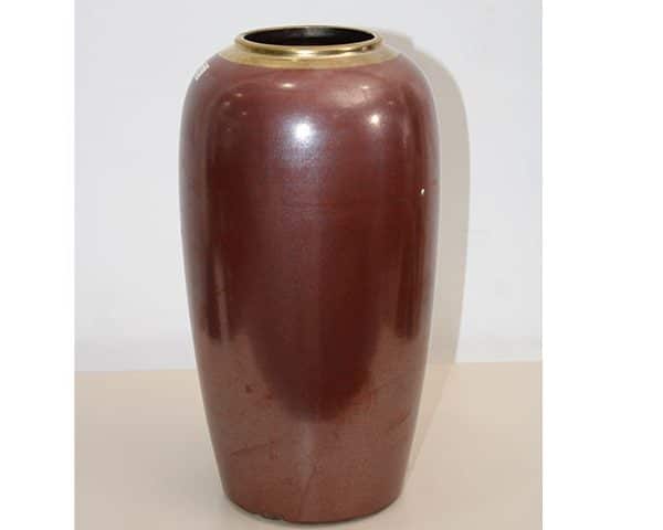 VASE DE DECORATION REF 513 17X17X33 COULEUR MARRON DORE MM