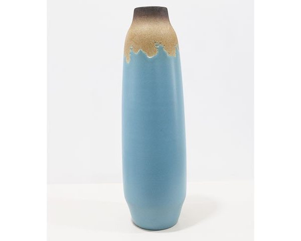 VASE DE DECORATION REF Z188 H40X15 COULEUR BLEU MARRON GM