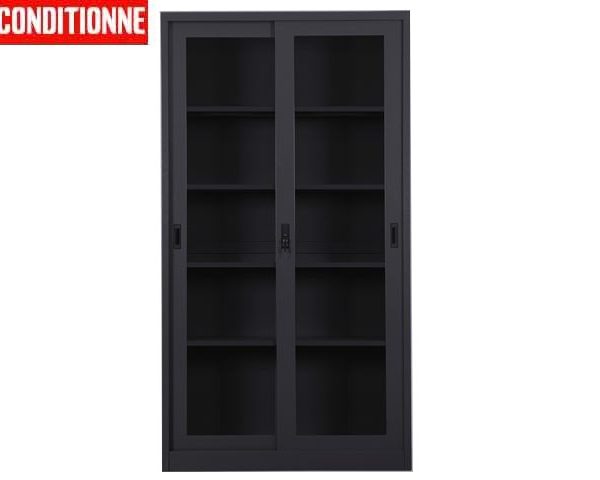 ARMOIRE METAL HAUT PORTE COULIS FC-E18-D2-2 NOIR 2000*400*1000 RECOND