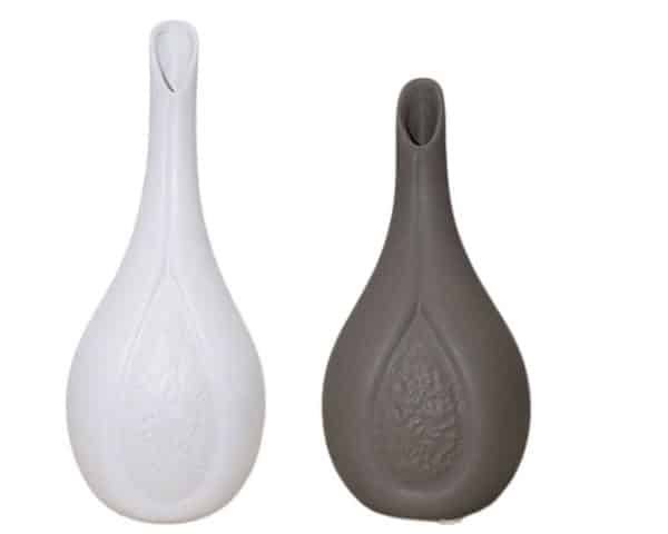 VASE DE DECORATION SET 2PCS REF 114-1WA 114-2 WB COULEUR BLANC/GRIS