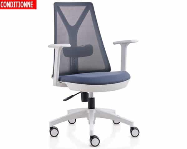 FAUTEUIL SECRETAIRE A MAILLE D1-808BW GRISE-BLANC RECOND