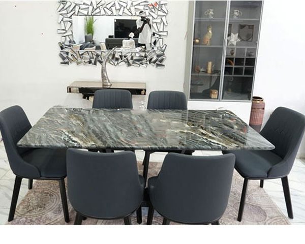 TABLE A MANGER EN MARBRE 6 PLCES REF T18Z 1800X900X750 GRIS/NOIR