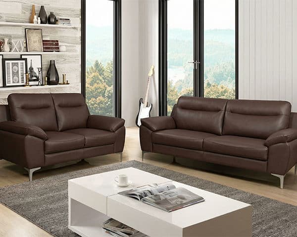 SALON CUIR 6 PLACES SX-9088 COULEUR DIEZ 538 MARRON