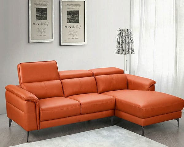 SALON CUIR 3 PLACES ANGLE HY-9189 COULEUR #9021 ORANGE