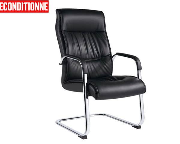 FAUTEUIL VISITEUR PU B-16 MARRON