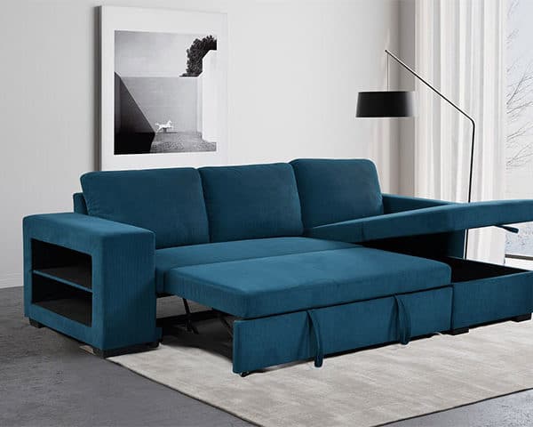 SALON TISSU 3 PLACES ANGLE BONO-319 COULEUR D8-7 AIR FORCE BLUE