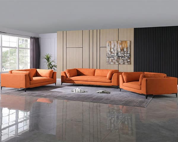 SALON TISSU 6 PLACES ALARA COULEUR YN1028-11 ORANGE