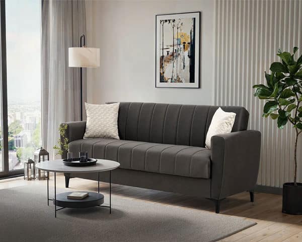 SALON TISSU 3 PLACES PRONTO COULEUR ORANGE