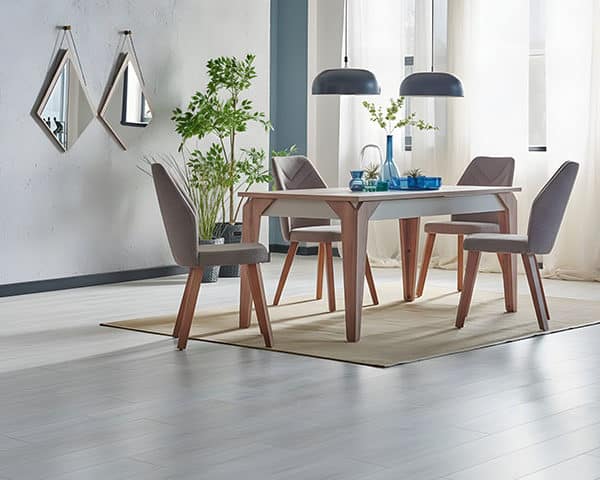 TABLE A MANGER 4 PLACES TRES 1475X975X58 COULEUR MARRON BEIGE