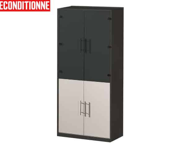 MEUBLE DE RGMT HAUT 2P SEM VITRE SSG-08 800*400*180 NOIR/BLANC RECOND