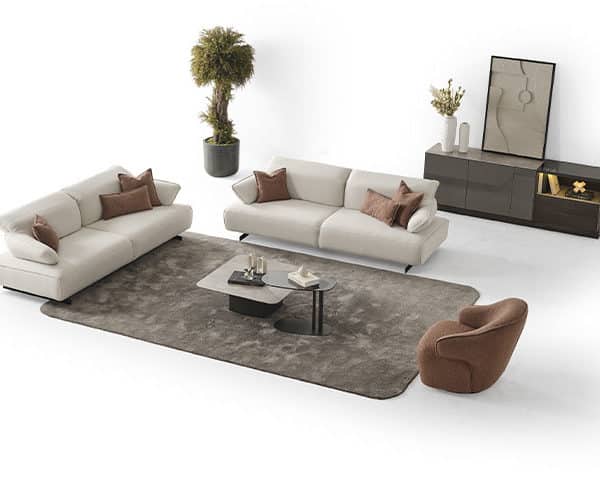 SALON EN TISSU 8 PLACES (3+3+1+1) ROYAL COULEUR MARRON/BEIGE