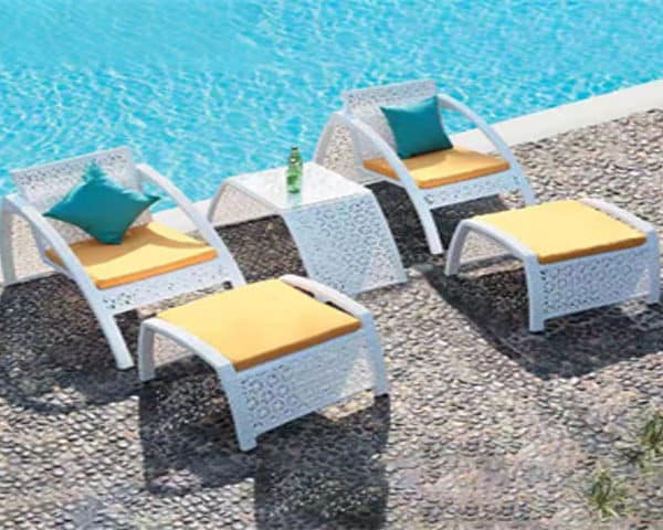 TABLE TETE A TETE JARDIN 3388+CHAISE REF 3390+REPOSE PIED 3389 BLANC