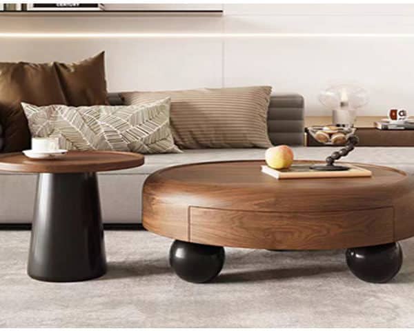 TABLE BASSE 954 MARRON/NOIR 80X35/45X42