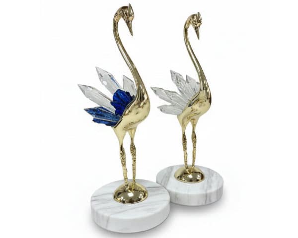 VASE DE DECORATION SET DE 2 PCS REF 013 COULEUR BLANC/DORE Z