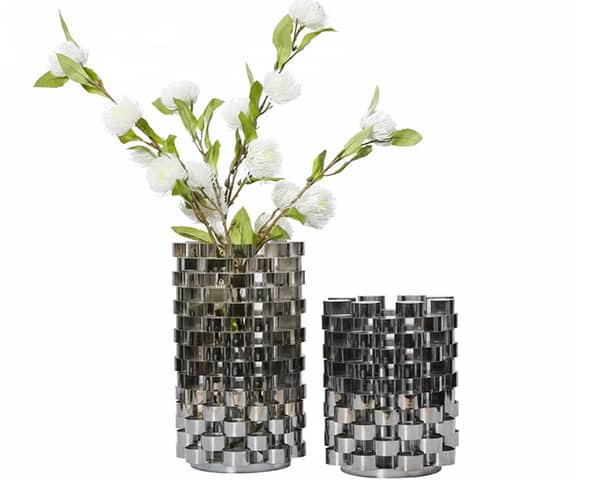 VASE DE DECORATION REF 05 SET DE 2 PCS COULEUR ARGENTE Z